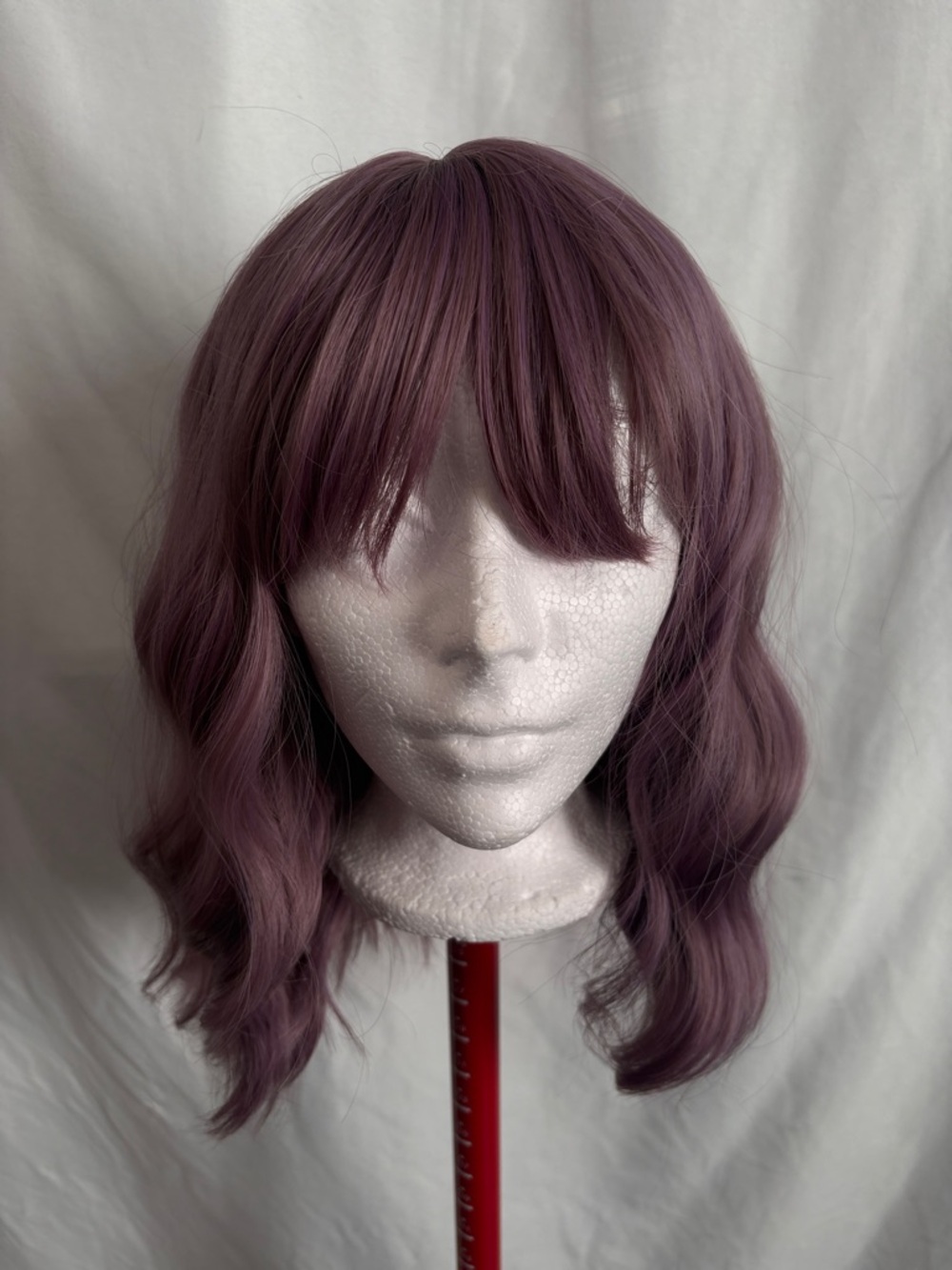 Lavender Wavy Synthetic Wig with Full Bangs - Unbranded